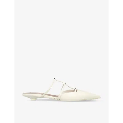 Shop Valentino Rockstud Wisp 20 Leather Heeled Mules In White