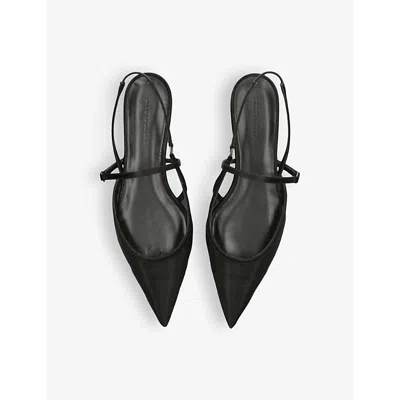 Shop Nensi Dojaka Women's Black Pointed-toe Slingback Strappy Fabric Flats