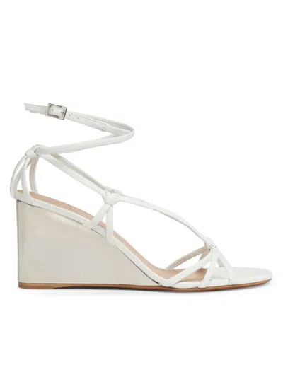Shop Chloé Women's Rebecca 135mm Leather Wedge Sandals In White