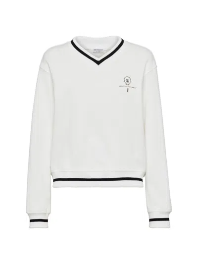Shop Brunello Cucinelli Women's Cotton Smooth French Terry Sweatshirt In Off White
