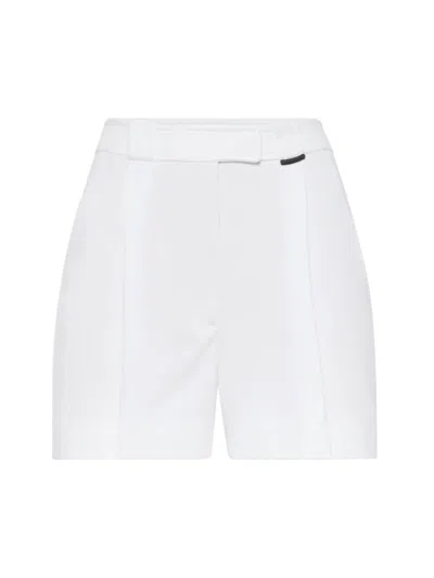 Shop Brunello Cucinelli Women's Cotton Interlock Shorts With Shiny Tab In White