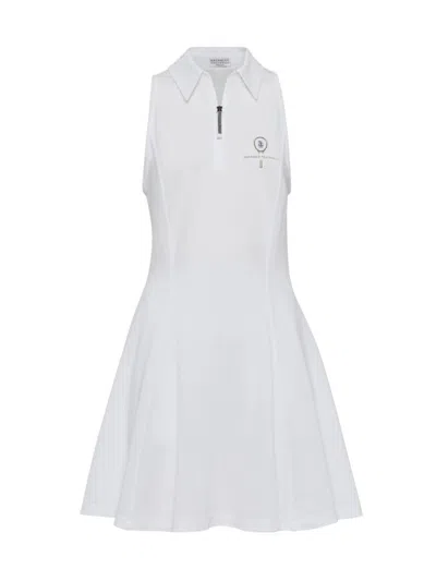 Shop Brunello Cucinelli Women's Stretch Cotton Piqua Dress In White