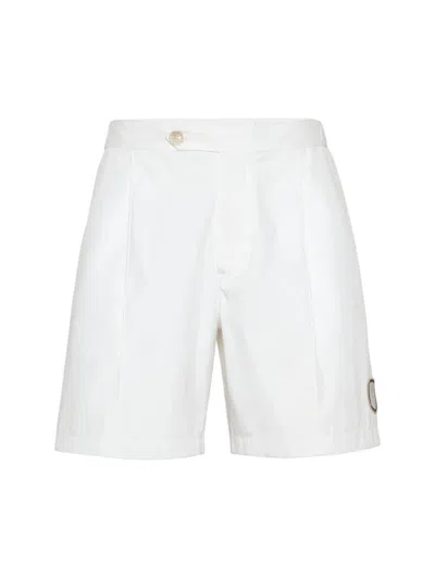 Shop Brunello Cucinelli Men's Bonded Nylon Pleated Bermuda Shorts In White