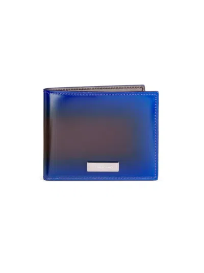 Shop Ferragamo Men's Lingotto Leather Bifold Wallet In Blue