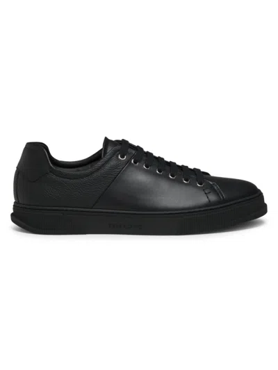 Shop Ferragamo Men's Clayton Leather Low-top Sneakers In Nero