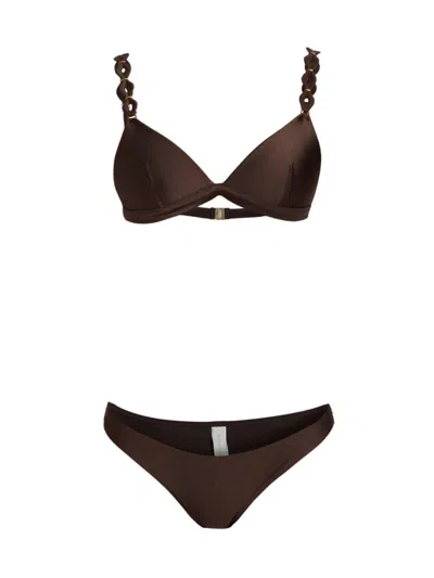 Shop Zimmermann Women's August Triangle 2-piece Bikini Set In Chocolate