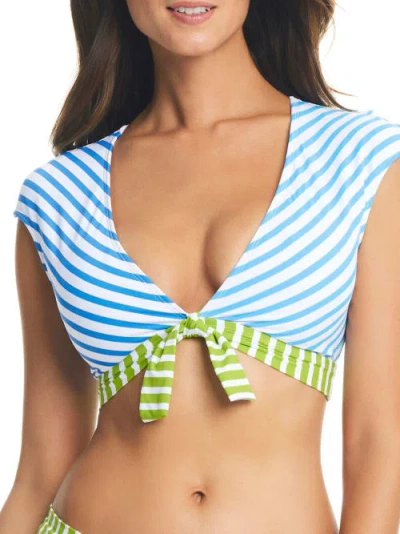 Shop Bleu Rod Beattie Smooth Operator Crop Bikini Top In Coldwater Blue