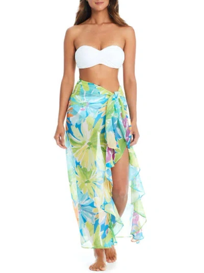 Shop Bleu Rod Beattie Spring It On Ruffle Long Sarong Cover-up In Multi