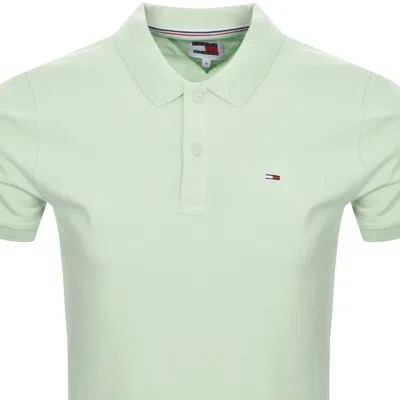 Shop Tommy Jeans Slim Placket Polo Shirt Green
