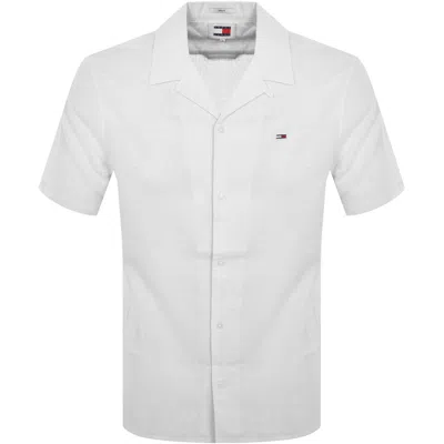Shop Tommy Jeans Linen Short Sleeve Shirt White