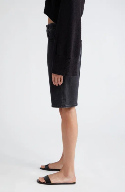 Loulou Studio Organic Cotton Denim Shorts In Washed Grey