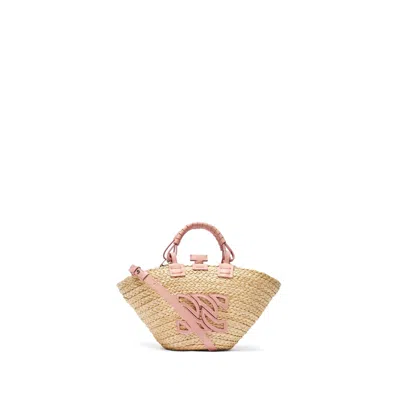 Shop Casadei Panarea Mini Raffia Basket Bag - Woman Bags Natur And Minou Qt
