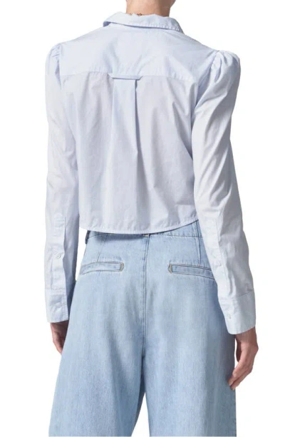Citizen Of Humanity Nia Puff Shoulder Long Sleeve Crop Button-up Shirt In Marsden Stripe