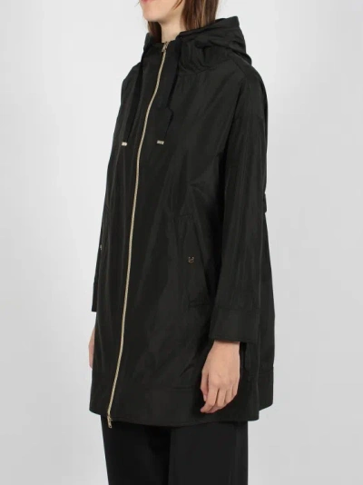 Shop Herno Satin Half Coat In Black