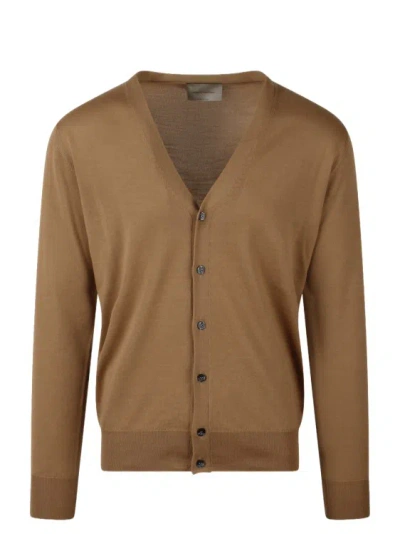 Shop Moreno Martinelli Wool Blend Cardigan In Brown