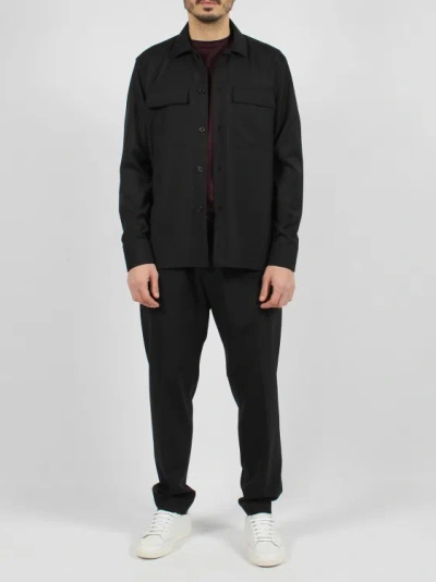 Shop Low Brand Tropical Wool Shirt Jacket In Black