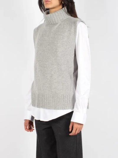 Shop Vince Poncho Turtleneck Sweater In Grey