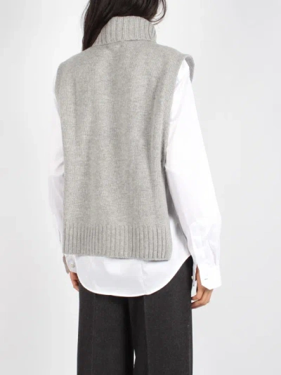Shop Vince Poncho Turtleneck Sweater In Grey