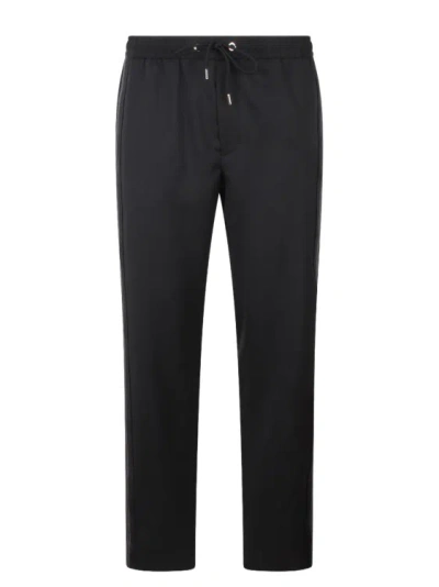 Shop Moncler Wool Gabardine Jogging Trousers In Black