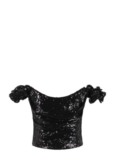 Shop Costarellos Birdie Sequin Top In Black