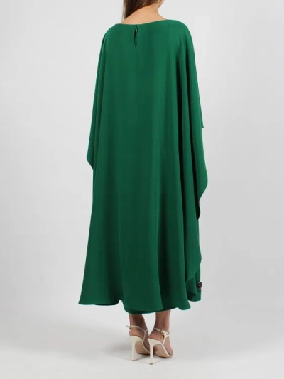 Shop Valentino Crepe De Chine Cape Dress In Green