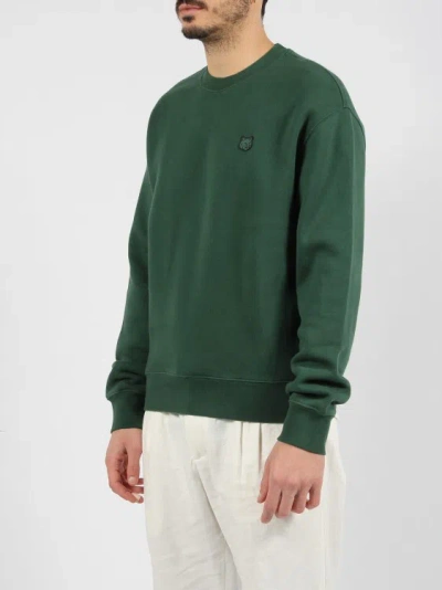 Shop Maison Kitsuné Bold Fox Head Patch Comfort Sweatshirt In Green