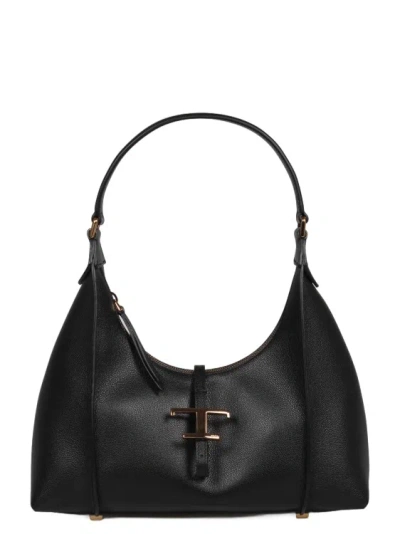 Shop Tod's T Tmeless Shoulder Bag In Black