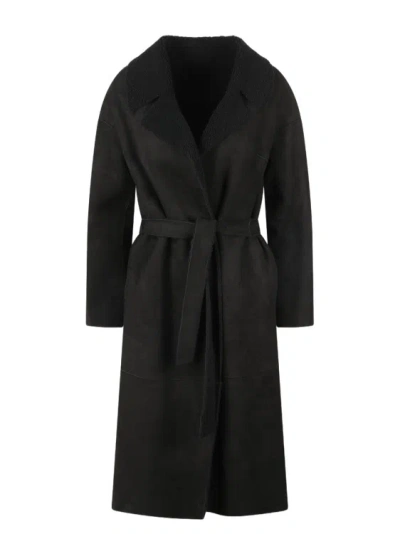 Shop Salvatore Santoro Suede Long Coat In Black