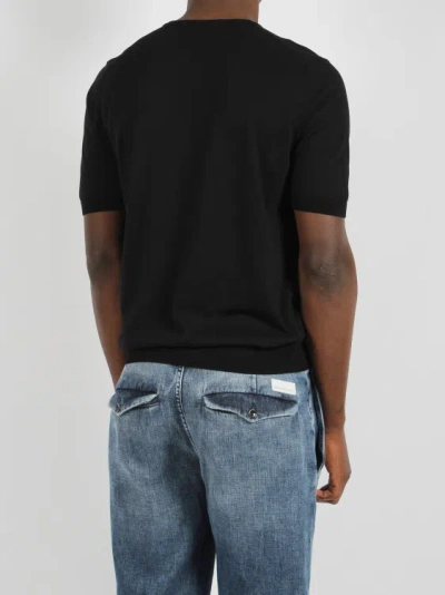 Shop Tagliatore Cotton Knit T-shirt In Black
