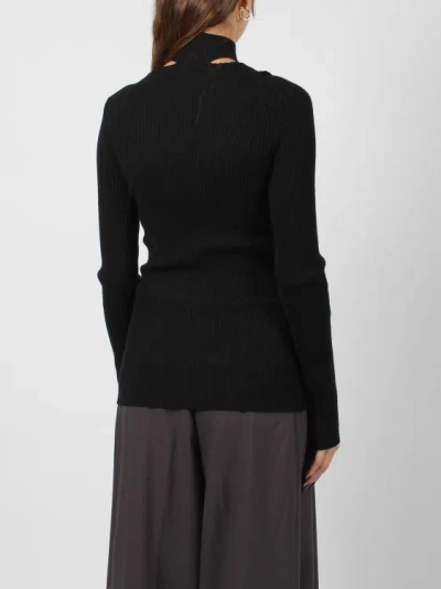 Shop Atomo Factory Twisted Neck Rib Sweater In Black