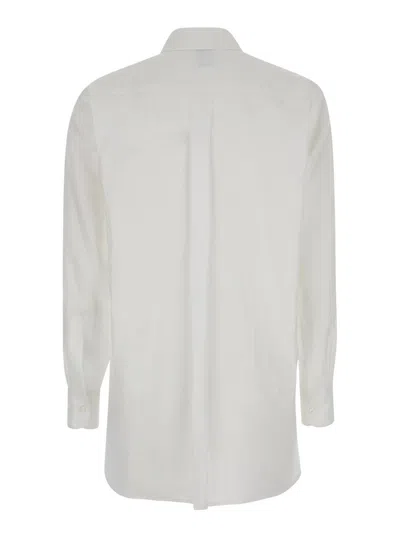 Shop Plain White Shirt With Buttons In Linen Woman