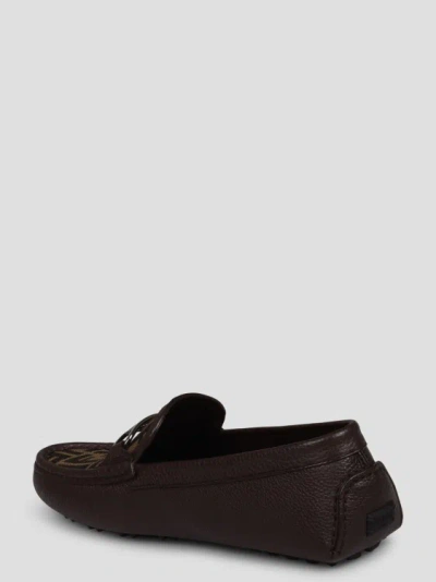 Shop Fendi O` Lock Driving Shoes In Brown