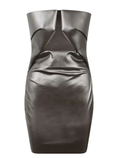 Shop Rick Owens Prong Mini Dress In Metallic