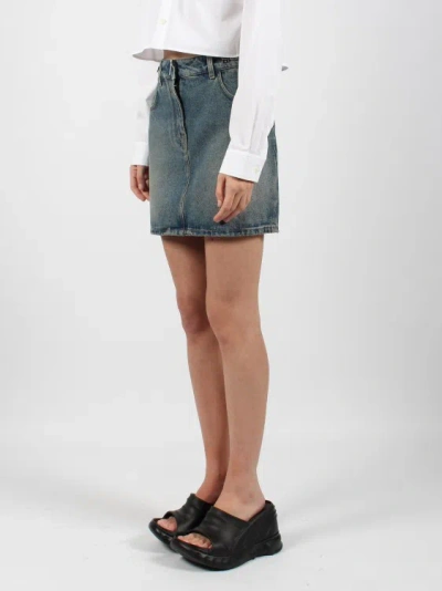 Shop Givenchy Chain Detail Denim Skirt In Blue