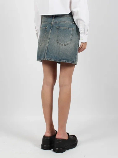 Shop Givenchy Chain Detail Denim Skirt In Blue