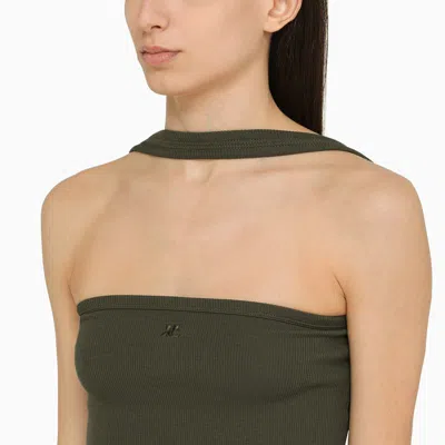 Shop Courrèges Military Ribbed Dress In Green