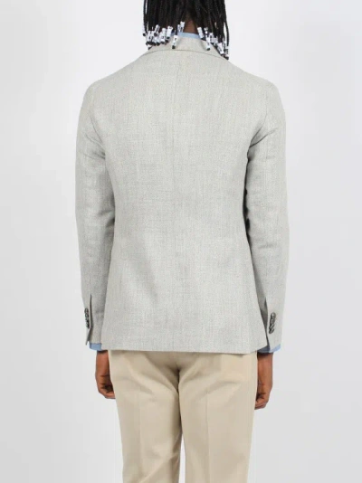 Shop Tagliatore Silk Linen Single Breasted Blazer In Grey