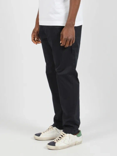 Shop White Sand Stretch Cotton Trousers In Blue