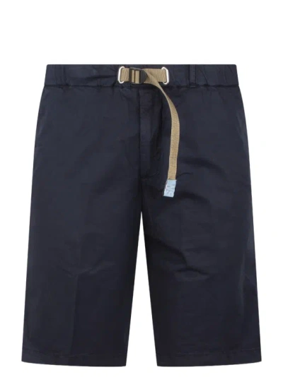 Shop White Sand Stretch Cotton Shorts In Blue