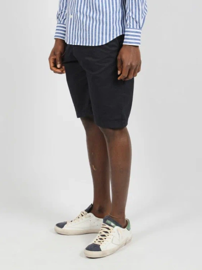 Shop White Sand Stretch Cotton Shorts In Blue