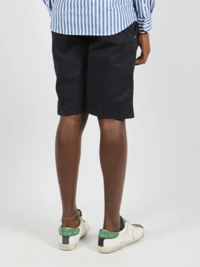 Shop White Sand Stretch Cotton Shorts In Blue