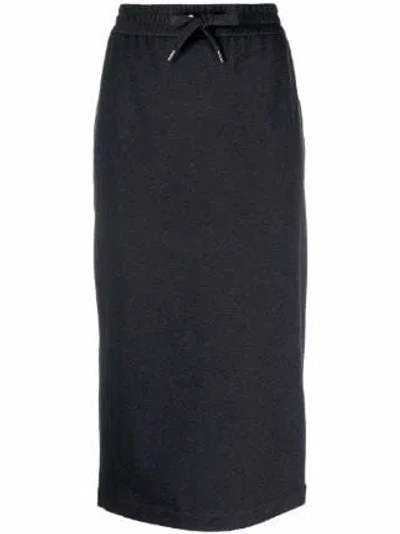 Shop Brunello Cucinelli Jersey Drawstring Midi Pencil Skirt Black