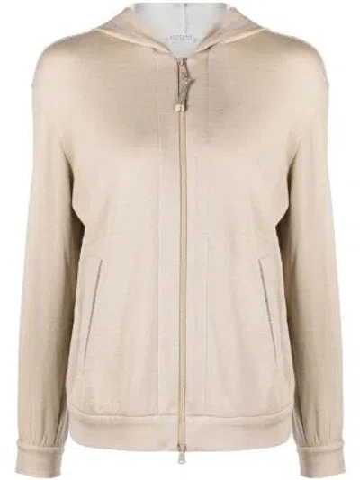 Shop Brunello Cucinelli Two Pocket Zip-up Hoodie Taupe