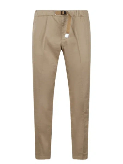 Shop White Sand Stretch Cotton Trousers In Brown