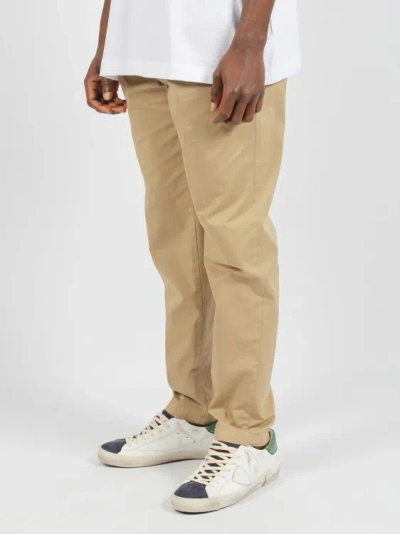 Shop White Sand Stretch Cotton Trousers In Brown
