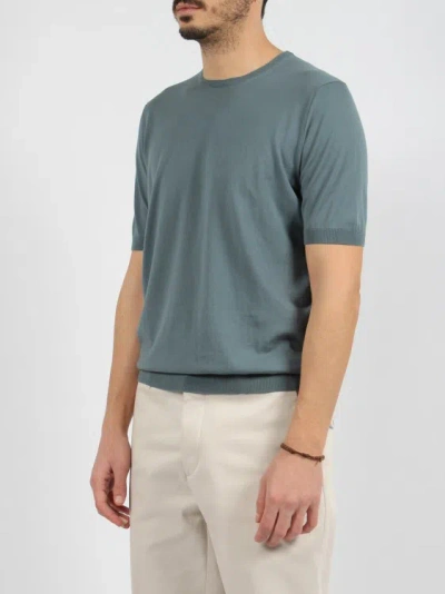 Shop Tagliatore Cotton Knit T-shirt In Blue