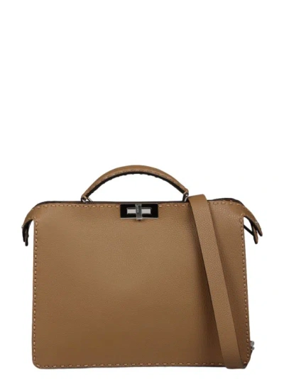 Shop Fendi Peekaboo Iseeu Medium Selleria Leather Bag In Brown