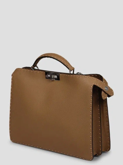 Shop Fendi Peekaboo Iseeu Medium Selleria Leather Bag In Brown