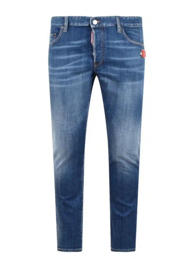 Shop Dsquared2 Medium Clean Wash Skater Jeans In Blue