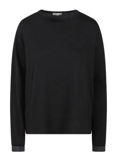 Shop Moncler Cotton Nylon Sweater In Black